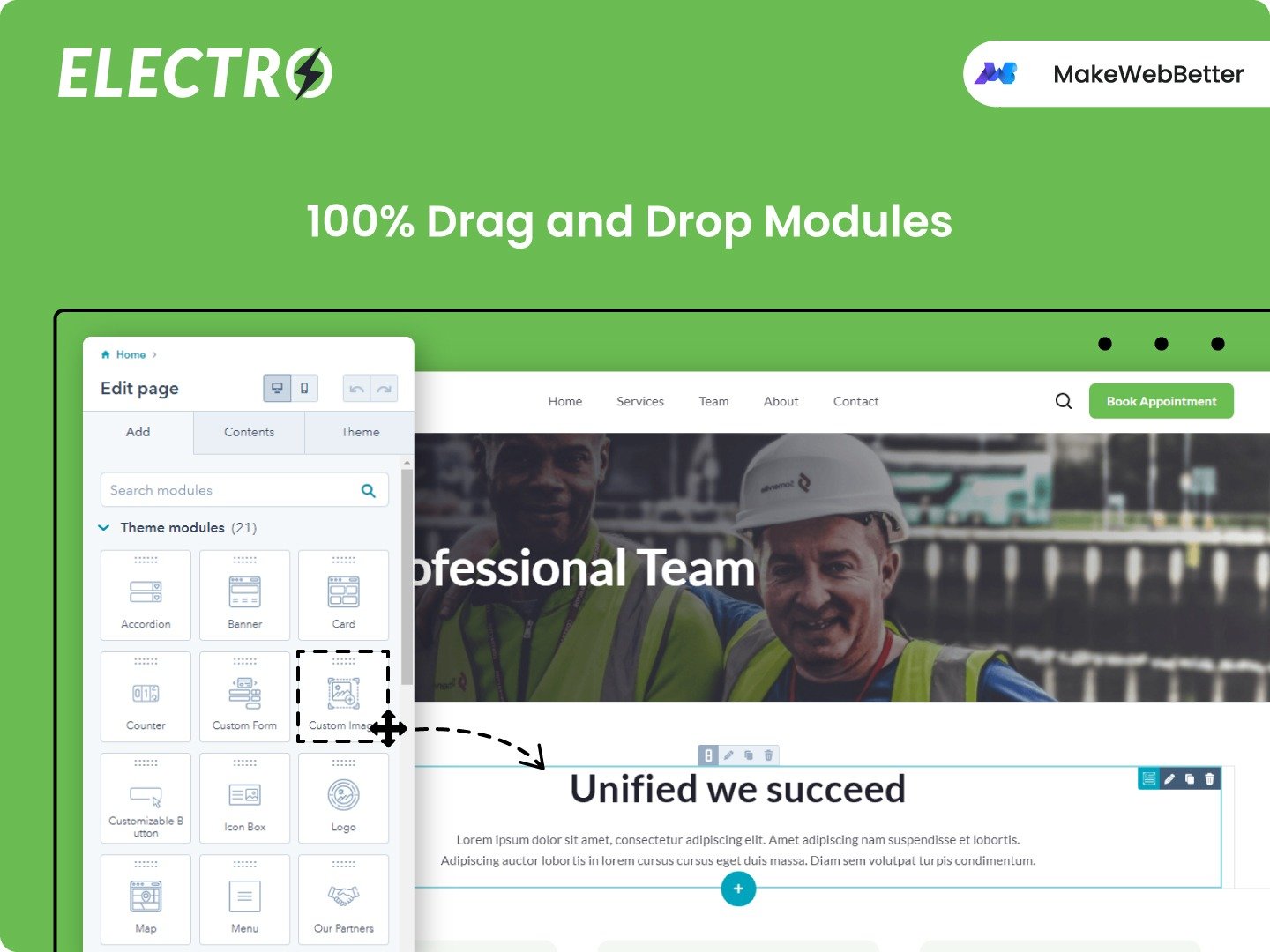 100% Drag and Drop Multiple Theme Settings