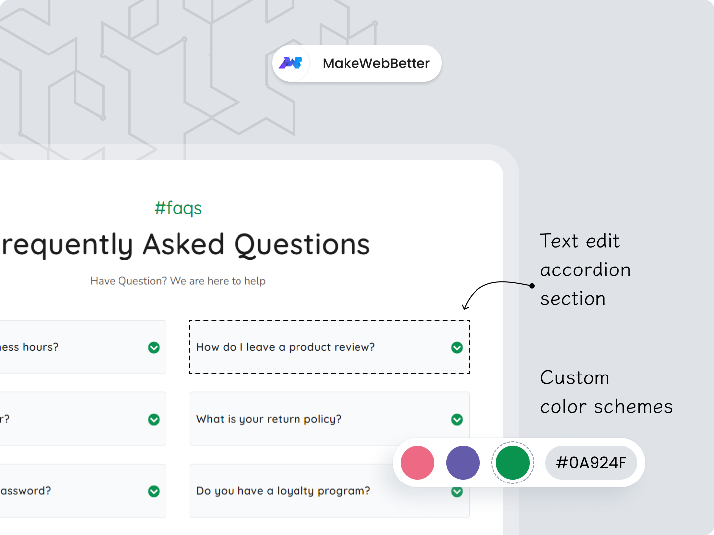 Customizable Colors & Styles For Accordion & Text